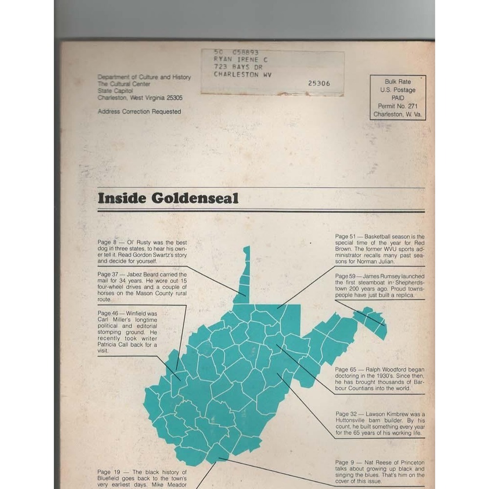 Goldenseal West Virginia Traditional Life Magazine Winter 1987 Nat Reese VTG - Picture 2 of 2